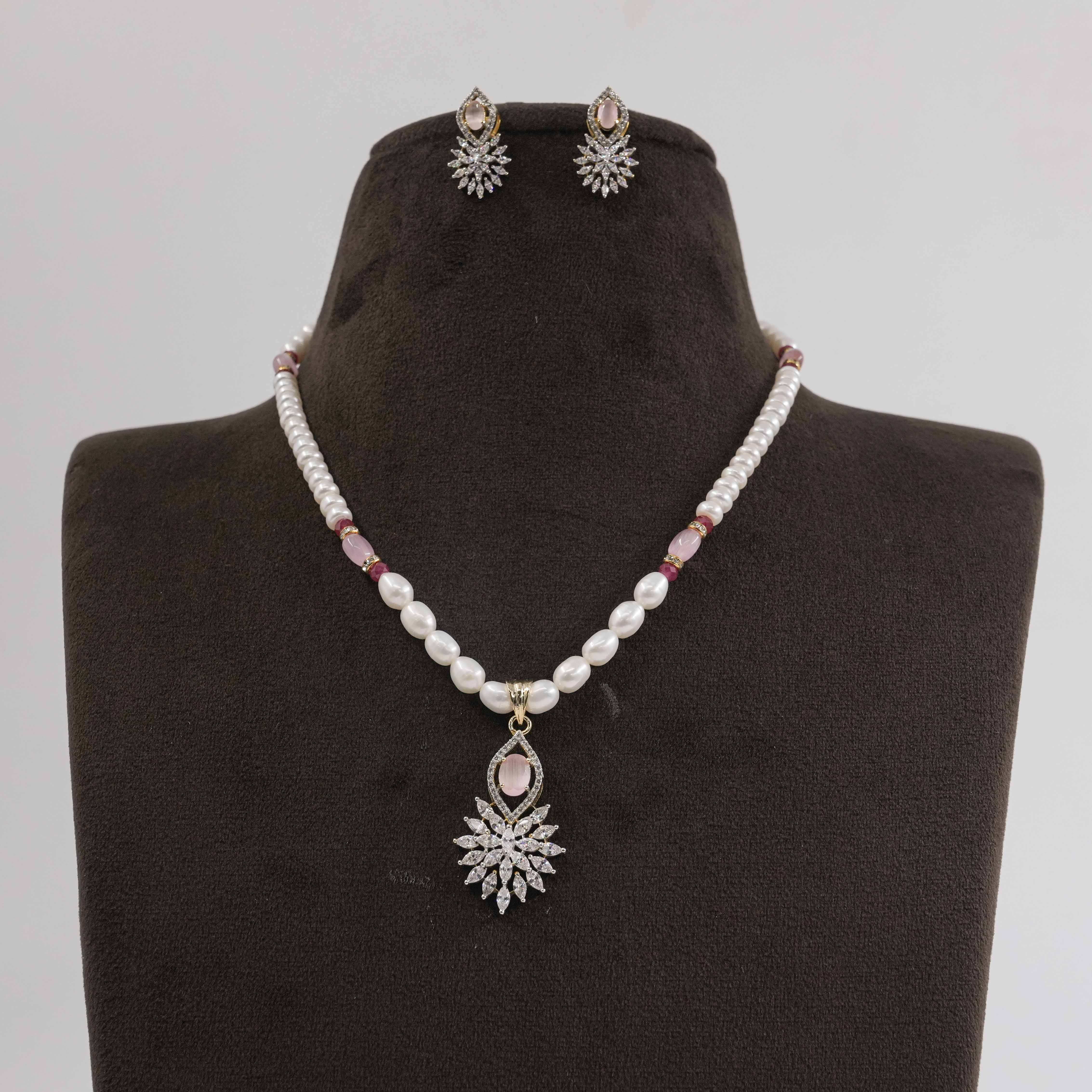 Rice and Flat Pearl Necklace Set